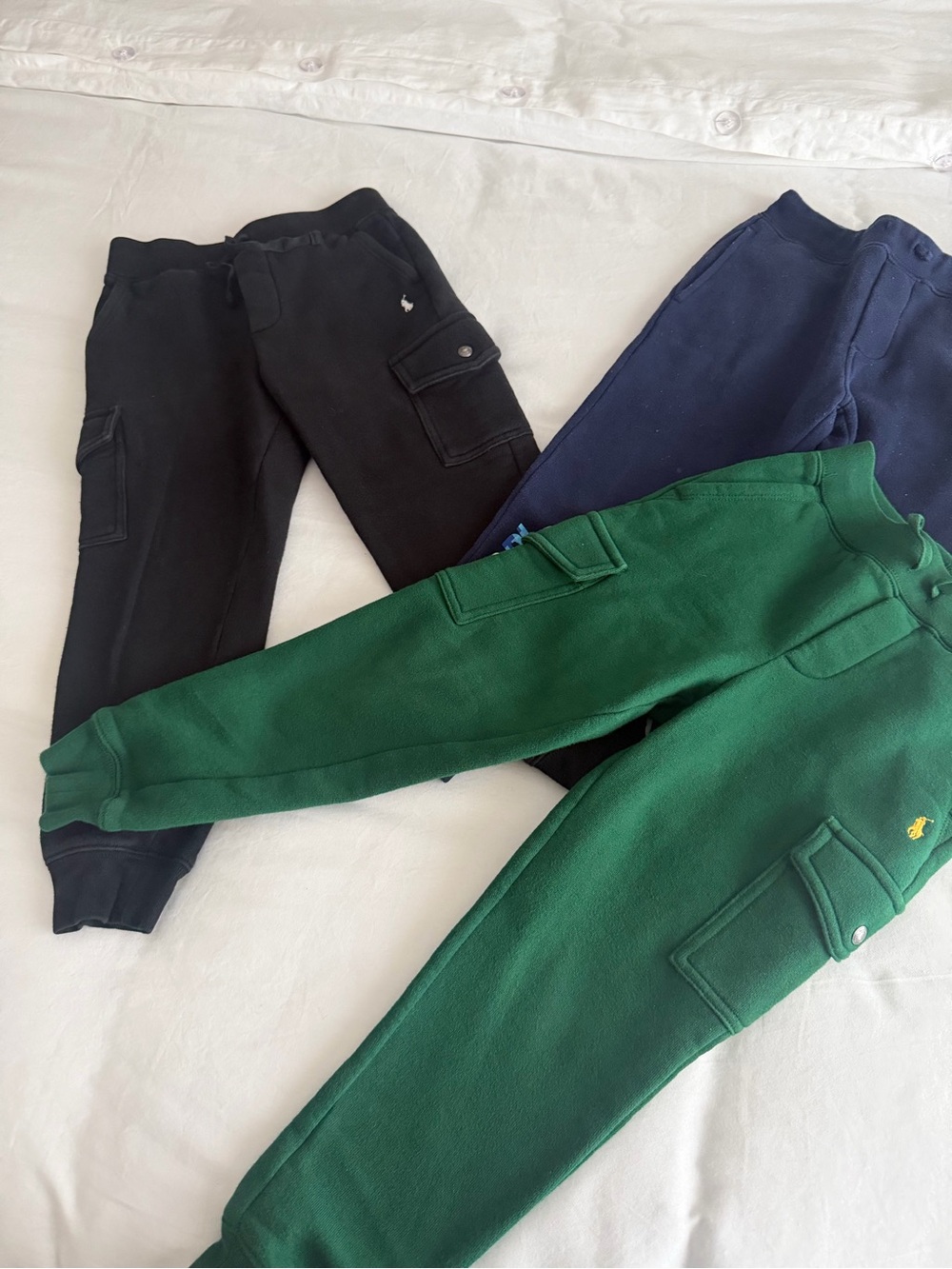 Polo by Ralph Lauren Kids' Sweatpants Trio in Black, Navy & Green - Picture 2 of 5